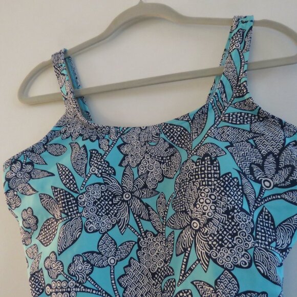 LAND'S END Geometric Floral Print One Piece Swimsuit Stretch Vacation Size 12DDD - Picture 6 of 12
